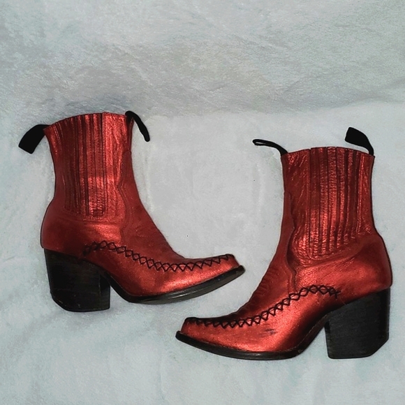 Jeffrey Campbell Metallic Western Ankle Boots Size 7 - Picture 16 of 16